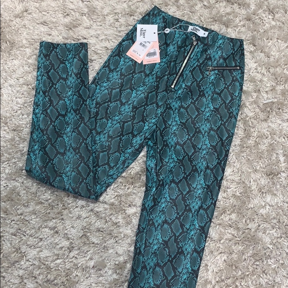 Blue Snakeskin (fake) Leather Pants